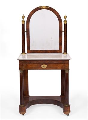 Lot 232 - A 19TH CENTURY FRENCH EMPIRE MAHOGANY SMALL DRESSING TABLE