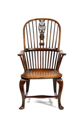 Lot 53 - A GEORGE III ASH AND ELM THAMES VALLEY WINDSOR ARMCHAIR