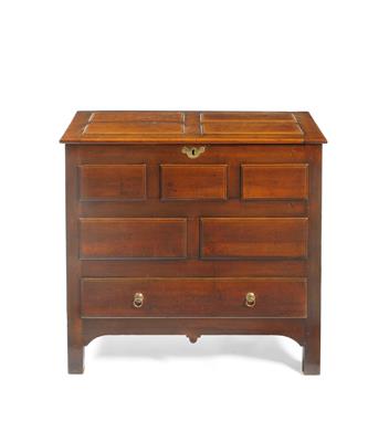 Lot 55 - A 18TH CENTURY SCOTTISH FRUITWOOD AND OAK MADE CHEST