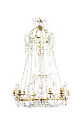 Lot 83 - A 19TH CENTURY FRENCH GILT METAL AND CUT GLASS CHANDELIER