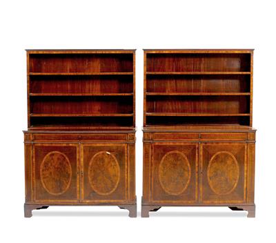 Lot 92 - A PAIR OF GEORGE III MAHOGANY BOOKCASE CABINETS