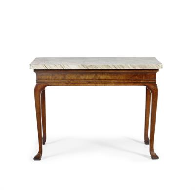 Lot 95 - AN ANTIQUE MARBLE TOPPED SIDE TABLE