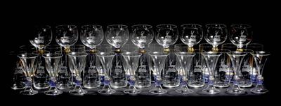 Lot 97 - A SUITE OF VENETIAN GLASSWARE consisting of nine red wine glasses