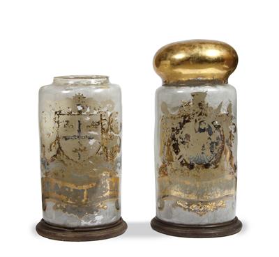 Lot 110 - A PAIR OF VICTORIAN GLASS LARGE CHEMISTS DISPLAY JARS