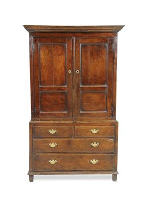 Lot 124 - AN 18TH CENTURY ELM CUPBOARD