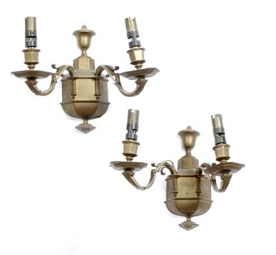 Lot 157 - A PAIR OF BRASS WALL LIGHTS