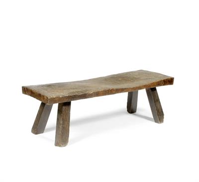 Lot 170 - AN ANTIQUE OAK PIG BENCH