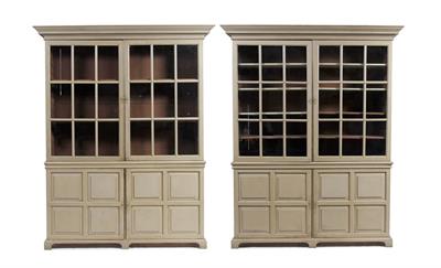 Lot 171 - A PAIR OF GEORGE III PAINTED PINE HOUSEKEEPERS CUPBOARDS