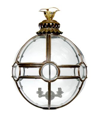 Lot 194 - A COPPER AND GLASS SPHERICAL HALL LANTERN