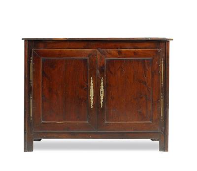 Lot 196 - A FRENCH WALNUT SIDE CABINET with twin panelled doors