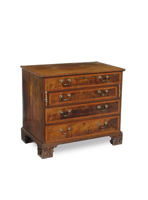 Lot 200 - A GEORGE III MAHOGANY GENTLEMAN'S DRESSING CHEST with satinwood banding to the top and drawer fronts