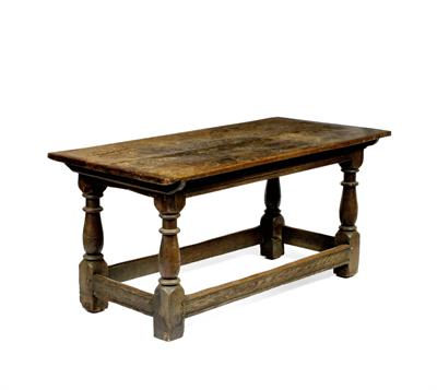 Lot 219 - AN ANTIQUE OAK SMALL REFECTORY TABLE