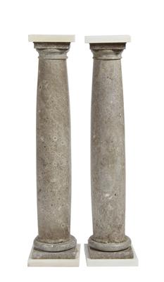 Lot 222 - A PAIR OF TURNED GREY MARBLE COLUMNS