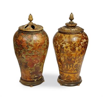 Lot 237 - A PAIR OF SIMILAR ORIENTAL FLOOR VASES of inverted baluster form