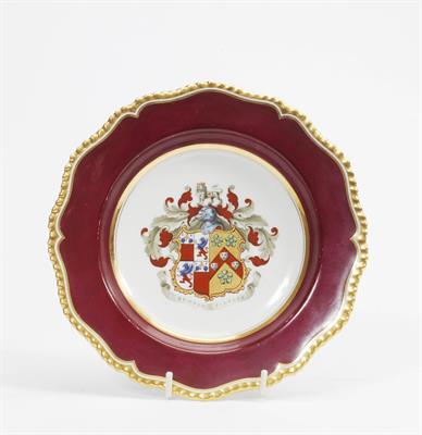 Lot 258 - A FLIGHT BARR & BARR WORCESTER PORCELAIN ARMORIAL SIDE PLATE centrally decorated with a coat of arms