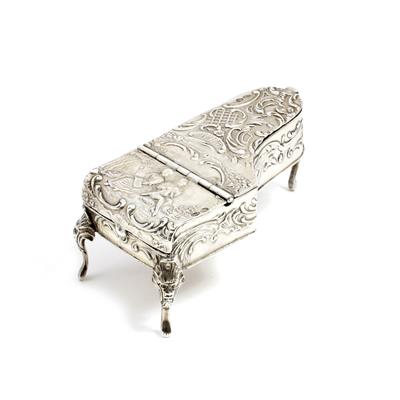 Lot 282 - A CONTINENTAL SILVER VESTA BOX in the form of a grand piano by John George Piddington