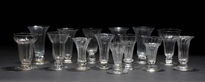 Lot 332 - A GROUP OF FOURTEEN VARIOUS ANTIQUE SYLLABUB GLASSES