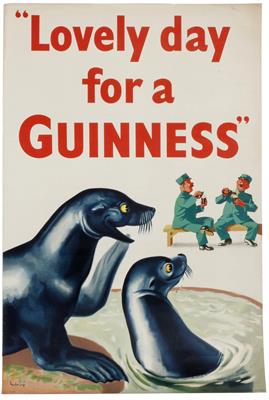 Lot 365 - A GUINNESS ADVERTISING POSTER by John Gilroy (1898 - 1985) 'Lovely Day for a Guinness' with seals an