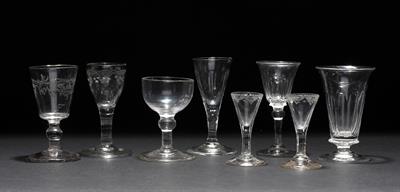 Lot 380 - A GROUP OF VARIOUS 19TH CENTURY SMALL DRINKING GLASSES together with a syllabub glass