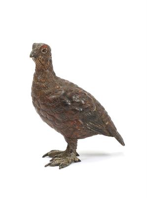 Lot 440 - A 19TH CENTURY CONTINENTAL COLD PAINTED BRONZE SCULPTURE of a grouse