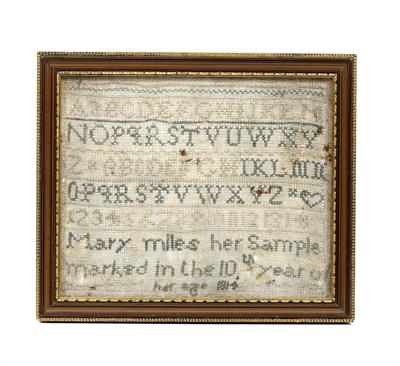 Lot 474 - AN EARLY 19TH CENTURY NEEDLEWORK SAMPLER by Mary Miles