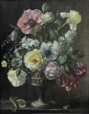 Lot 486 - TERENCE LOUDON - A STILL LIFE vase of flowers