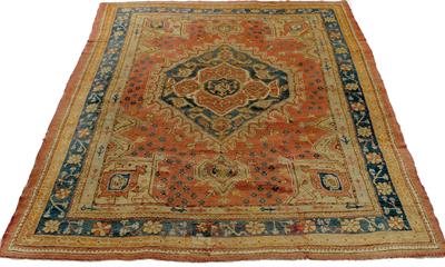 Lot 515 - AN ANTIQUE TURKISH POLYCHROME SMALL CARPET with a central medallion