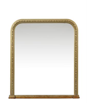 Lot 525 - A LATE 19TH / EARLY 20TH CENTURY GILT FRAMED OVER MANTLE MIRROR with carved foliate moulding