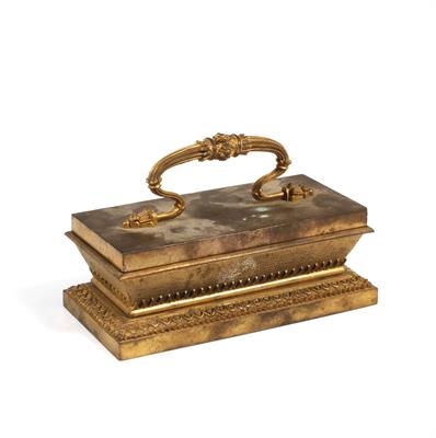 Lot 535 - A LATE 19TH CENTURY FRENCH ORMOLU RECTANGULAR DESK STAND