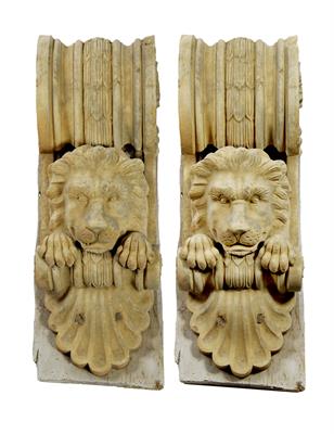 Lot 602 - A PAIR OF LATE 19TH CENTURY TERRACOTTA CORBELS