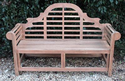 Lot 627 - A COTSWOLD TEAK LUTYENS STYLE GARDEN BENCH 68cm wide