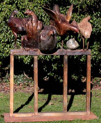 Lot 646 - GERALDINE KNIGHT (1933-2008) 'PERCHING ORDER' bronze