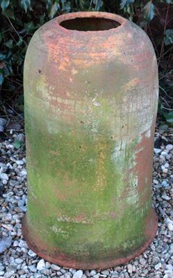 Lot 664 - A 19TH CENTURY HAND THROWN TERRACOTTA RHUBARB FORCER 61cm high x 39cm diameter