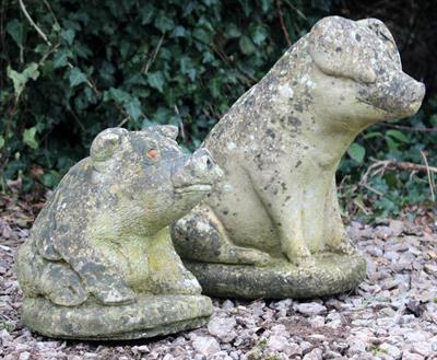 Lot 694 - TWO OLD CONCRETE SCULPTURES of pigs