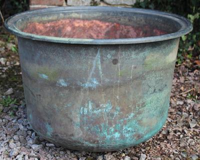 Lot 703 - A LARGE OLD COPPER COPPER 77cm diameter x 53cm high