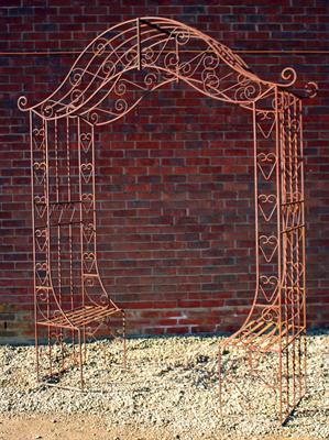 Lot 744 - A WROUGHT IRON ROSE ARCH with curving top