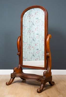 Lot 529 - A mahogany oval topped cheval mirror with...