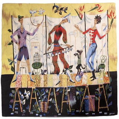 Lot 138 - 1950s French hand painted wall hanging