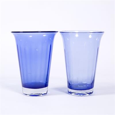 Lot 397 - Two blue glass vases