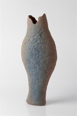 Lot 12 - Geoffrey Eastop (British, 1921-2014)
'Fish pot'
hand-built stoneware, sprayed, sponged and painted