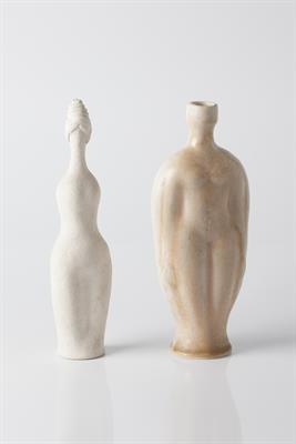 Lot 18 - Geoffrey Eastop (British, 1921-2014)
Two figures
thrown and altered porcelain
painted potter's