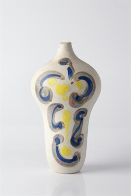 Lot 23 - Geoffrey Eastop (British, 1921-2014)
Bottle, 1987
thrown and altered porcelain with painted slips in