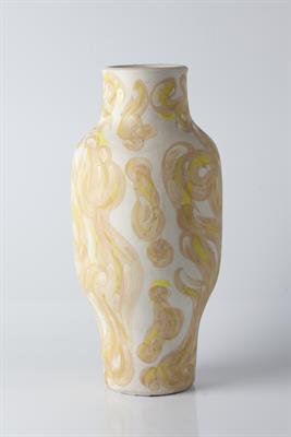 Lot 26 - Geoffrey Eastop (British, 1921-2014)
Vase
painted yellow, orange and white slip
painted potter's