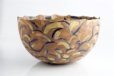 Lot 30 - Geoffrey Eastop (British, 1921-2014)
Bowl
hand built and painted yellow, orange and black