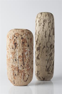 Lot 34 - Geoffrey Eastop (British, 1921-2014)
Two vases
hand built with painted slip
each painted potter's