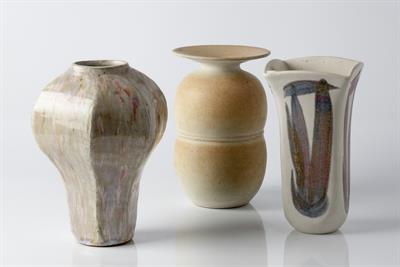 Lot 35 - Geoffrey Eastop (British, 1921-2014)
Three vases
each painted potter's mark
17cm, 16