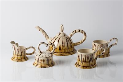 Lot 82 - Sean Gordon (British,Contemporary)
'Tea for 2' set
comprising teapot, sugar bowl and cover, milk jug