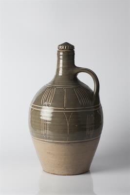 Lot 91 - ‡Michael Cardew (British, 1901-1983) at Wenford Bridge
Flagon with screw lid
banded motifs
impressed