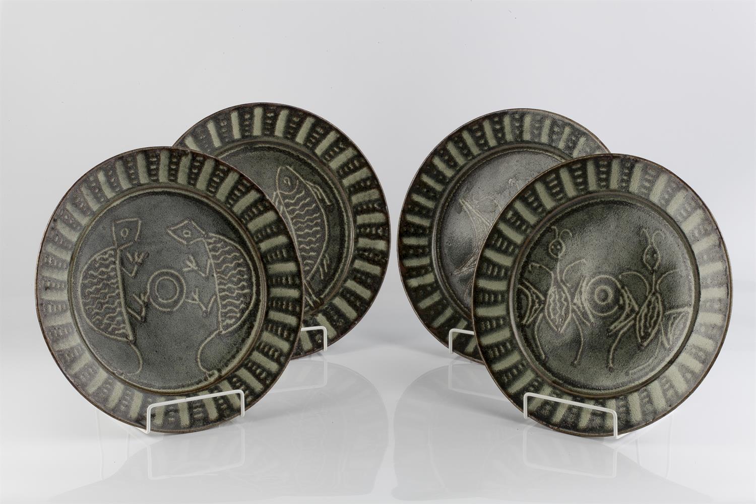 Lot 151 - Asibo Ido (Nigerian, 20th Century) at Abuja Pottery
Set of four plates
decorated with chameleons
