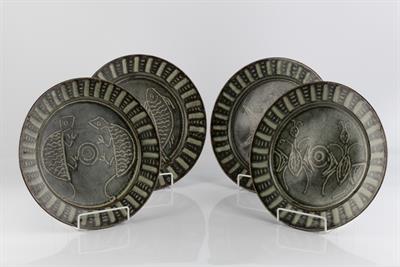 Lot 151 - Asibo Ido (Nigerian, 20th Century) at Abuja Pottery
Set of four plates
decorated with chameleons